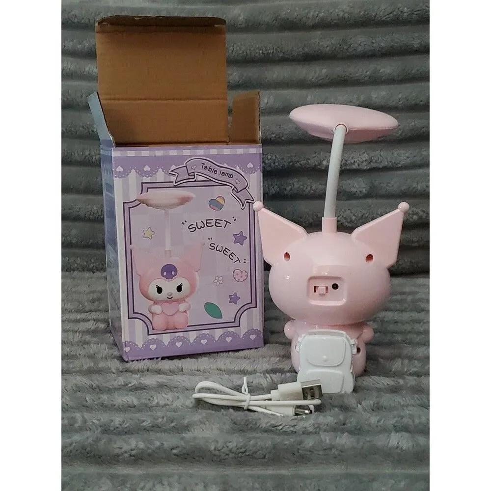 Set of 3 Small Kuromi Table Lamps 2 Black/ 1 Pink New